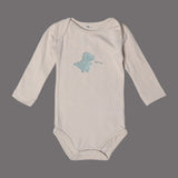 CREAM HELLO DINO WITH TEAL BLUE PAJAMA & CAP ROMPER FULL SUIT