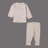 OFF WHITE POLKA DOT WITH RIB PAJAMA BABY SUIT