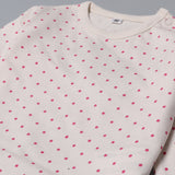 OFF WHITE POLKA DOT WITH RIB PAJAMA BABY SUIT
