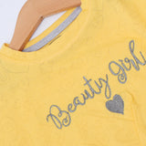 YELLOW BEAUTY GIRL PRINTED T-SHIRT TOP FOR GIRLS
