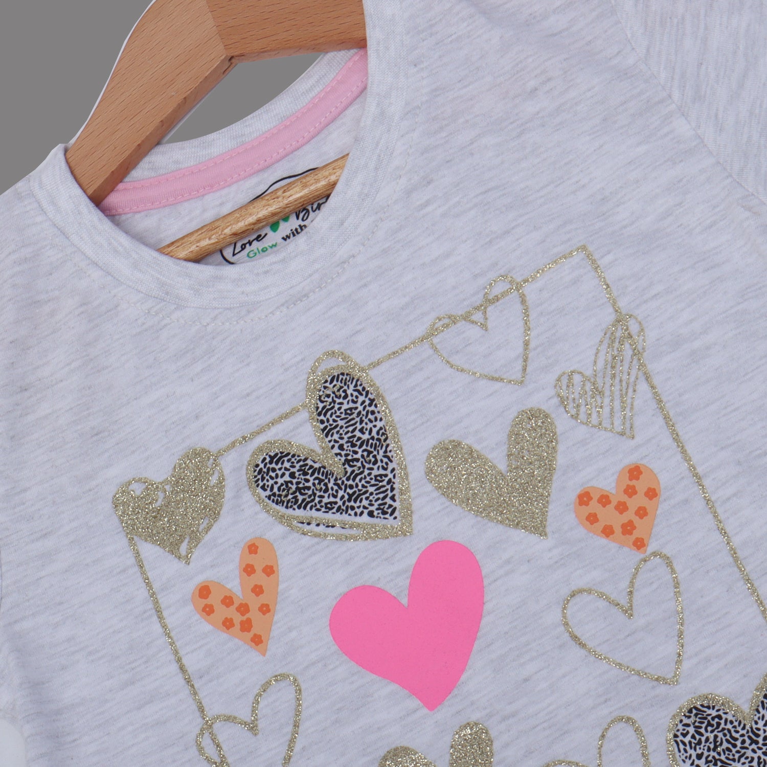 HAZEL GREY "SENDING YOU LOVE" PRINTED T-SHIRT TOP FOR GIRLS
