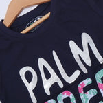 Load image into Gallery viewer, NAVY BLUE PALM TREE PRINTED T-SHIRT TOP FOR GIRLS

