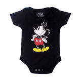 BLACK MICKEY MOUSE PRINTED HALF BODY HALF SLEEVES ROMPER