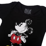 BLACK MICKEY MOUSE PRINTED HALF BODY HALF SLEEVES ROMPER