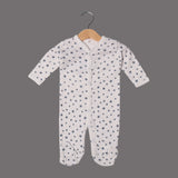 WHITE STARS PRINTED FULL BODY FULL SLEEVES ROMPERS