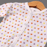 WHITE HEARTS PRINTED FULL BODY FULL SLEEVES ROMPERS