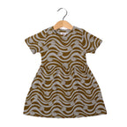 GREY WITH LINES & SHELL PRINTED FROCK