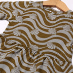 GREY WITH LINES & SHELL PRINTED FROCK
