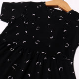 BLACK WITH WHITE DESIGN PRINTED FROCK FOR GIRLS