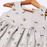 LIGHT GREY GLASSES & SHORTS PRINTED FROCK FOR GIRLS