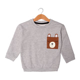 GREY BEAR FACE POCKET PRINTED SWEATSHIRT