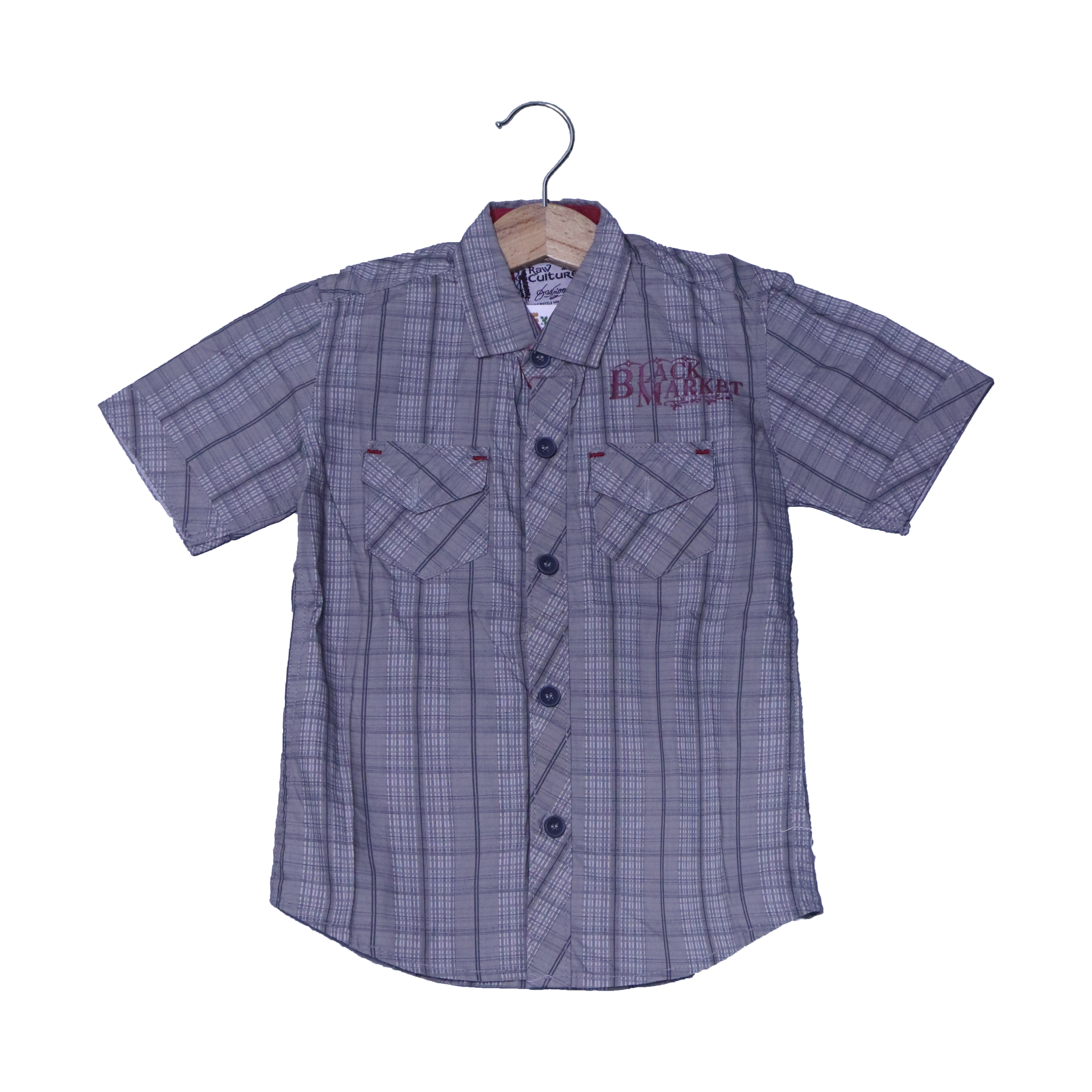 GREY DOUBLE POCKET HALF SLEEVES SHIRT FOR BOYS Main image