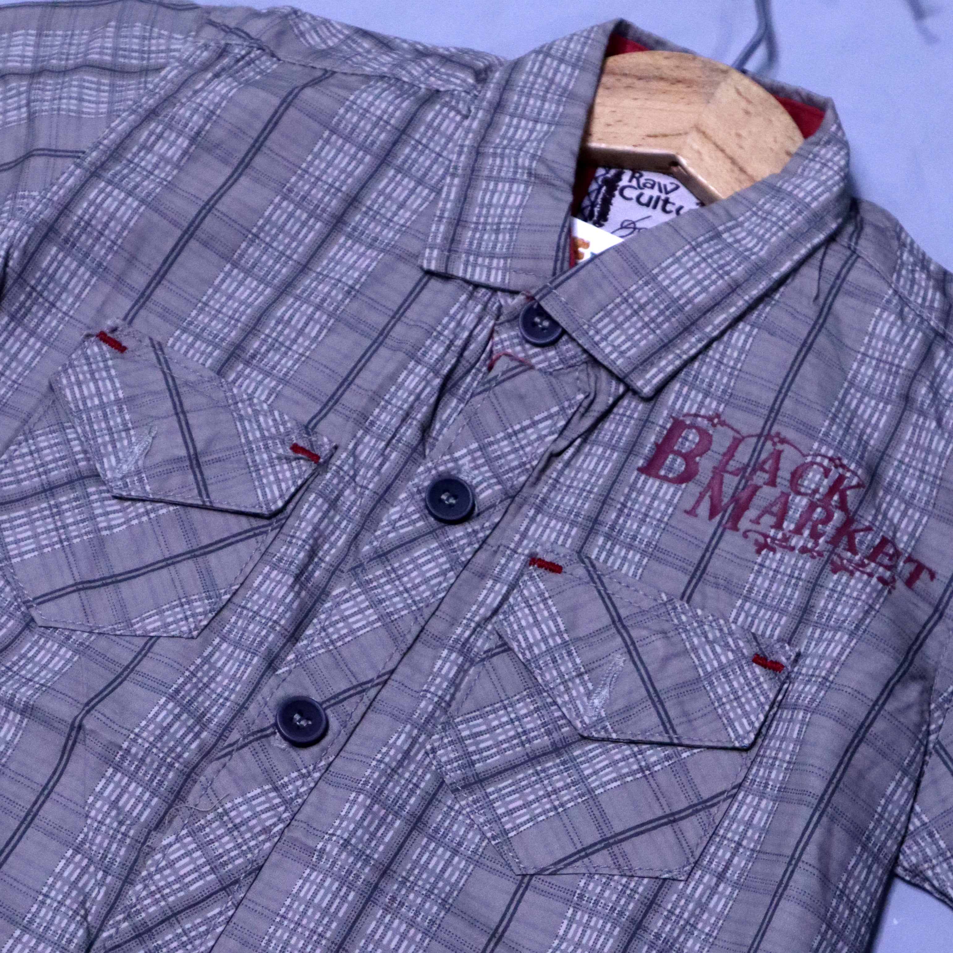 GREY DOUBLE POCKET HALF SLEEVES SHIRT FOR BOYS