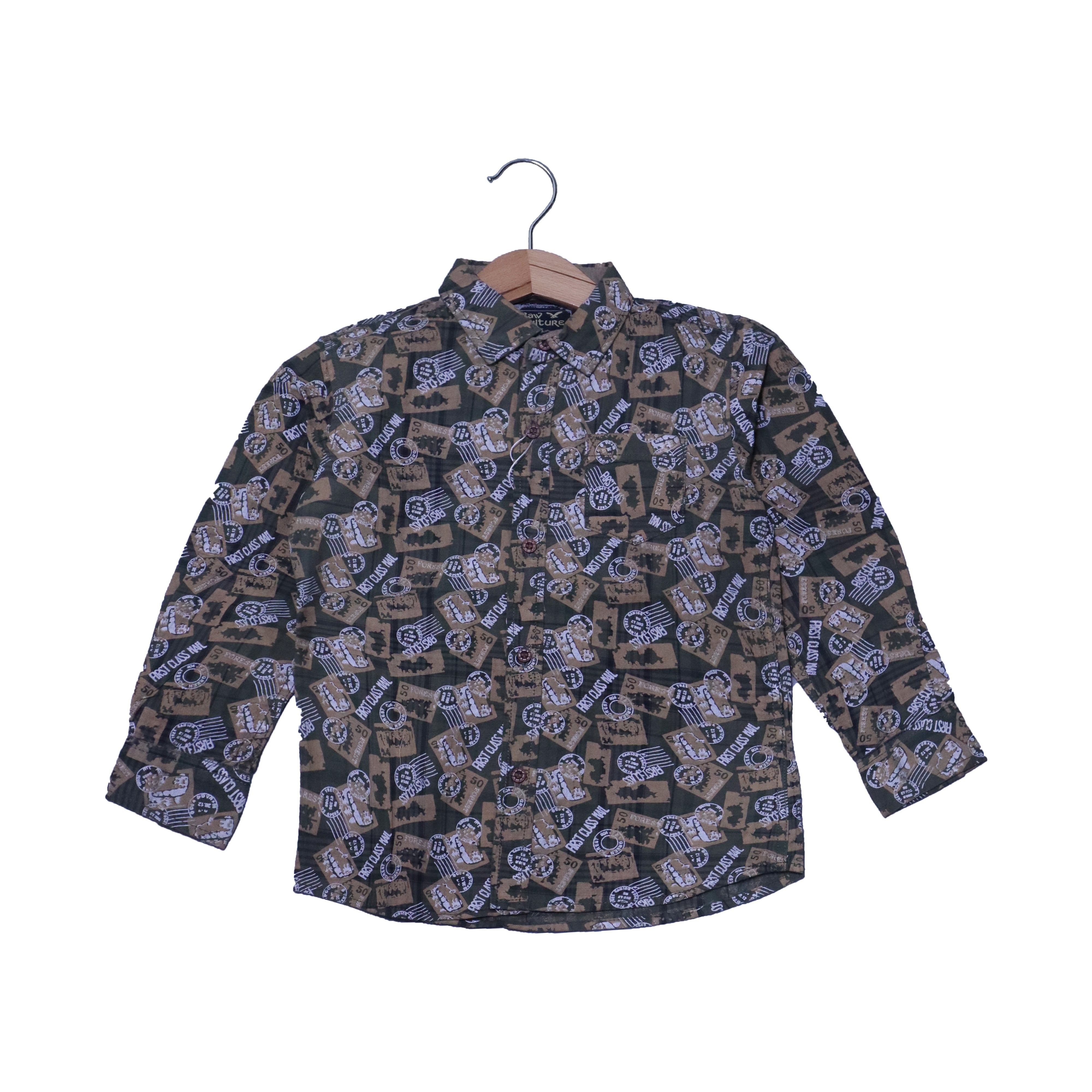 GREEN FIRST CLASS PRINT FULL SLEEVES SINGLE POCKET SHIRT Main image