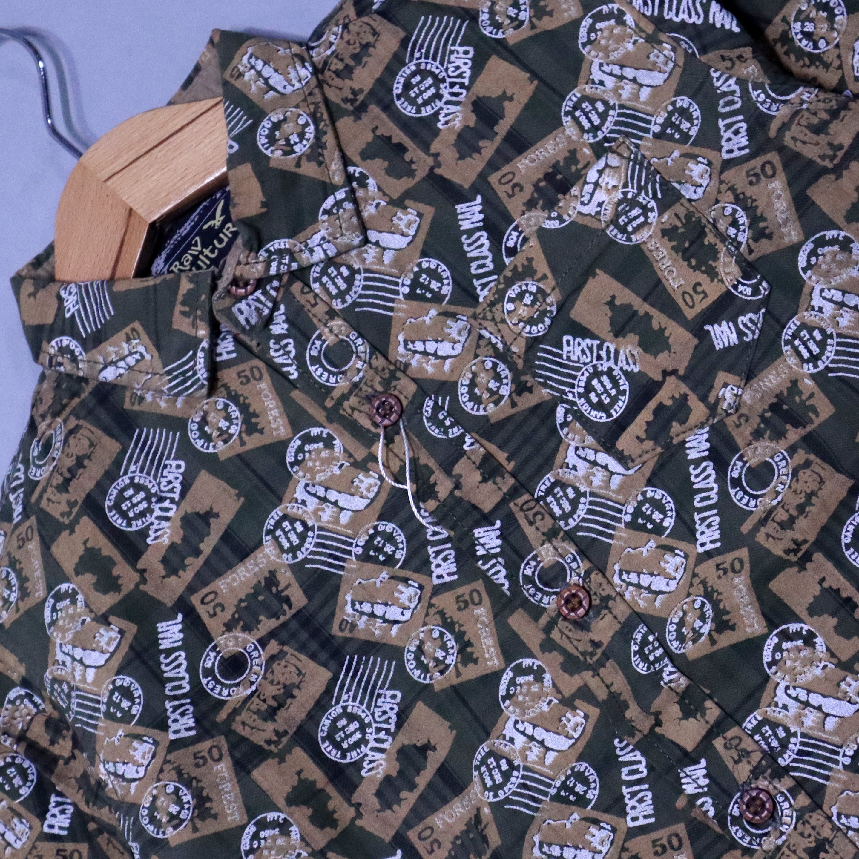 GREEN FIRST CLASS PRINT FULL SLEEVES SINGLE POCKET SHIRT Secondary image