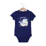 NAVY BLUE SQUEEZE THE DAY PRINTED ROMPER FOR GIRLS