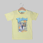 YELLOW TIME SQUAD PRINTED HALF SLEEVES T-SHIRT