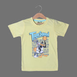 YELLOW TIME SQUAD PRINTED HALF SLEEVES T-SHIRT