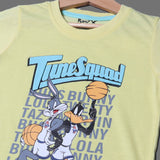 YELLOW TIME SQUAD PRINTED HALF SLEEVES T-SHIRT