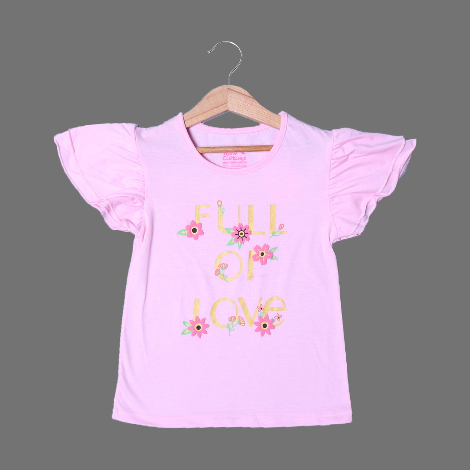 PINK FULL OF LOVE PRINTED T-SHIRT TOP FOR GIRLS Secondary image