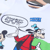 WHITE MICKEY & GOOFIE PRINTED HALF SLEEVES T-SHIRT