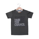 Load image into Gallery viewer, DARK GREEN TAKE THE CHANCE PRINTED T-SHIRT FOR BOYS
