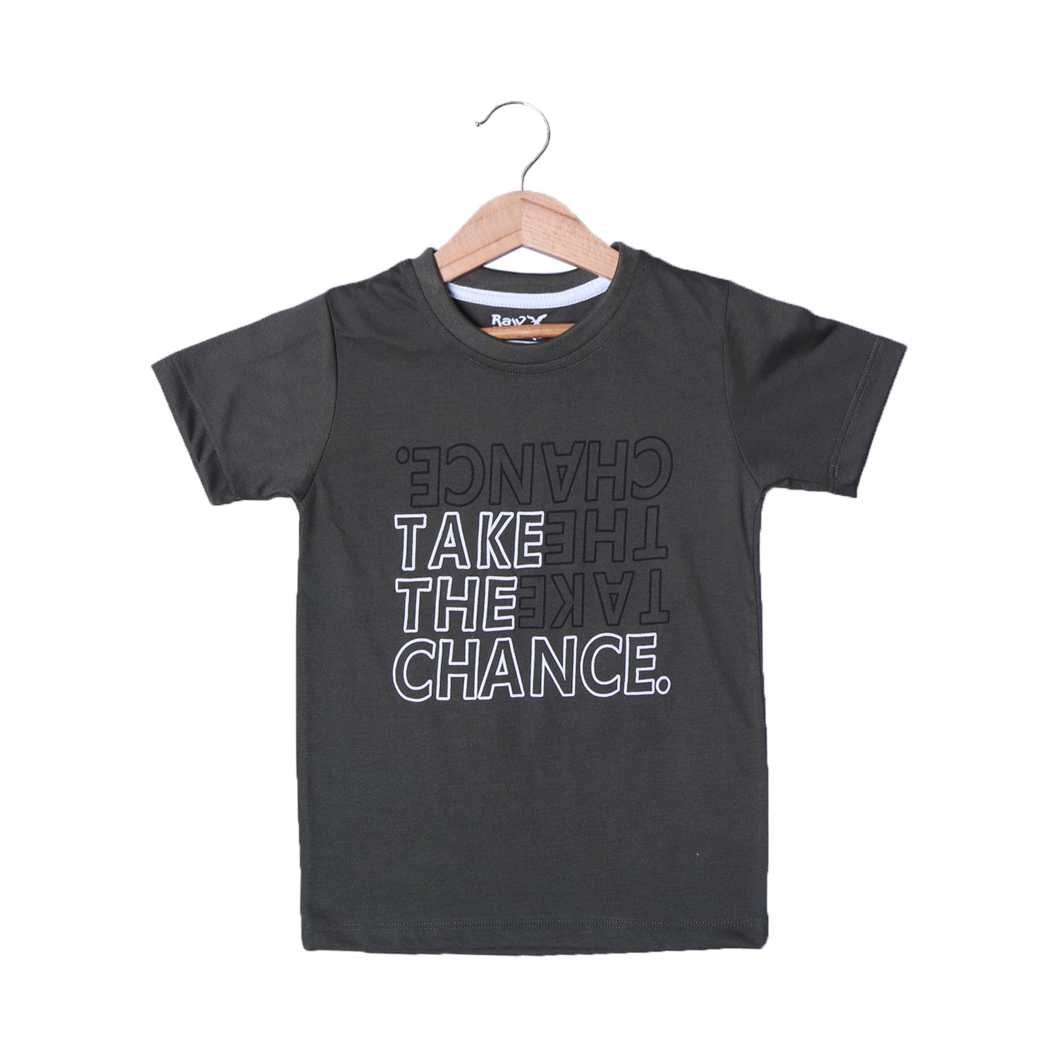 DARK GREEN TAKE THE CHANCE PRINTED T-SHIRT FOR BOYS