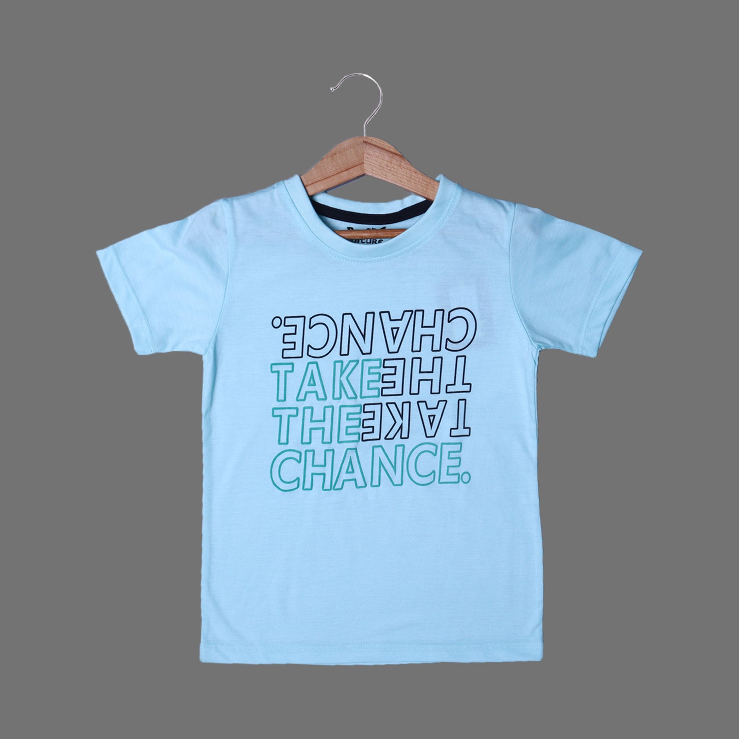 SKY BLUE TAKE THE CHANCE PRINTED T-SHIRT FOR BOYS Secondary image