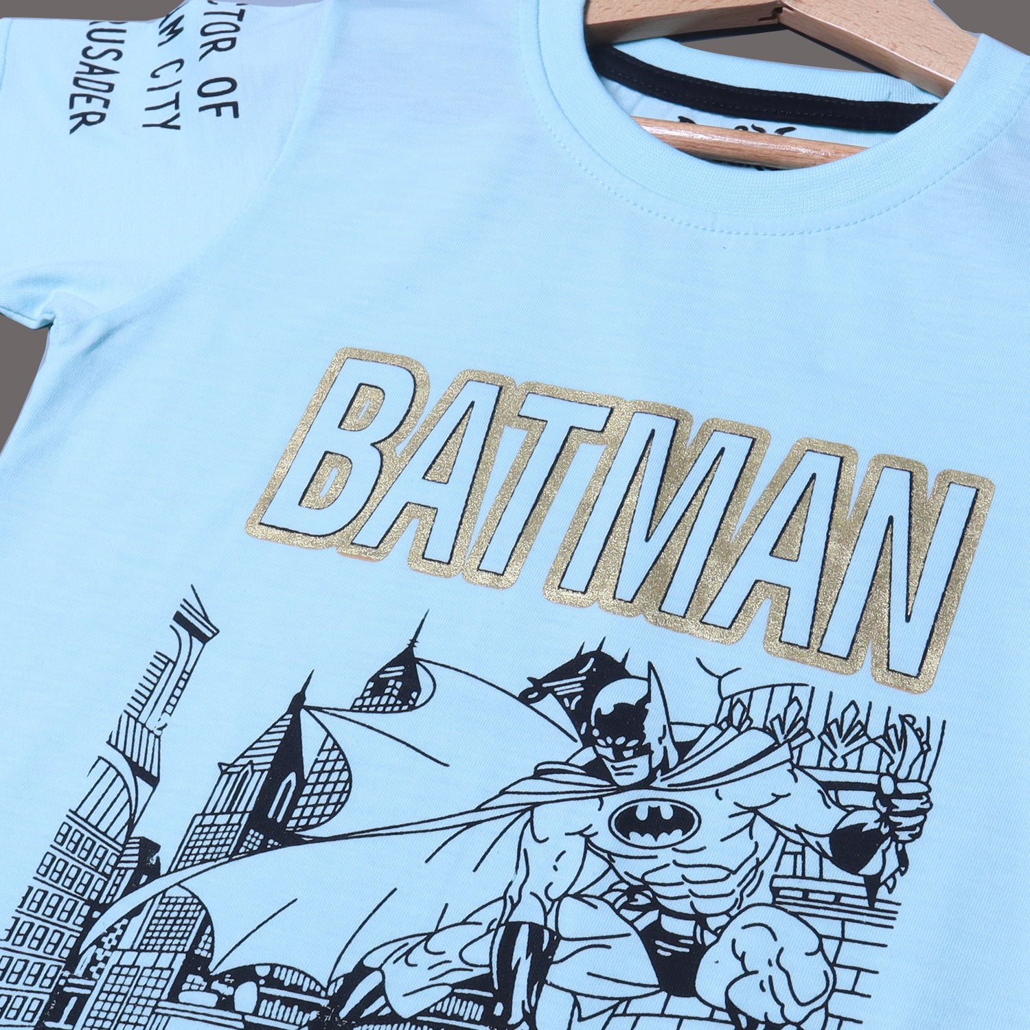 SKY BLUE BAT-MAN PRINTED HALF SLEEVES T-SHIRT