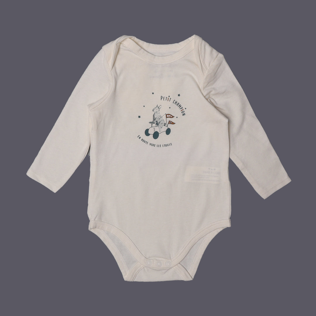 OFF WHITE "PETIT CHAMPION" PRINTED FULL SLEEVES ROMPER