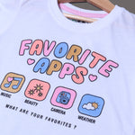 Load image into Gallery viewer, WHITE FAVORITE APPS PRINTED T-SHIRT TOP FOR GIRLS
