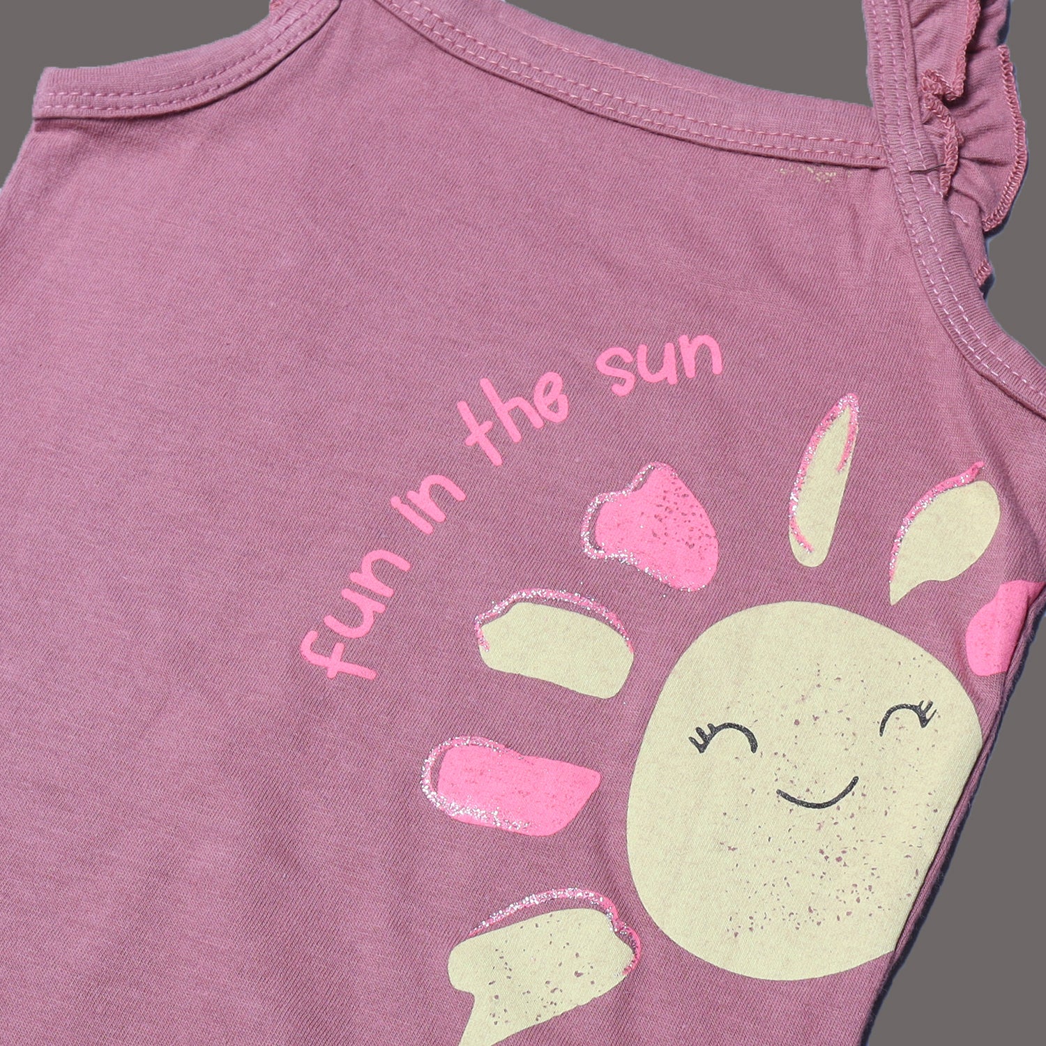 BLUSH PINK FUN IN THE SUN PRINTED HALF BODY HALF SLEEVES ROMPER Secondary image