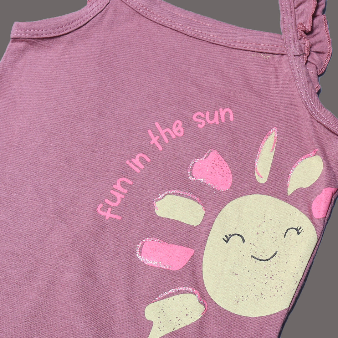 BLUSH PINK FUN IN THE SUN PRINTED HALF BODY HALF SLEEVES ROMPER