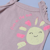 SALMON PINK FUN IN THE SUN PRINTED HALF BODY HALF SLEEVES ROMPER