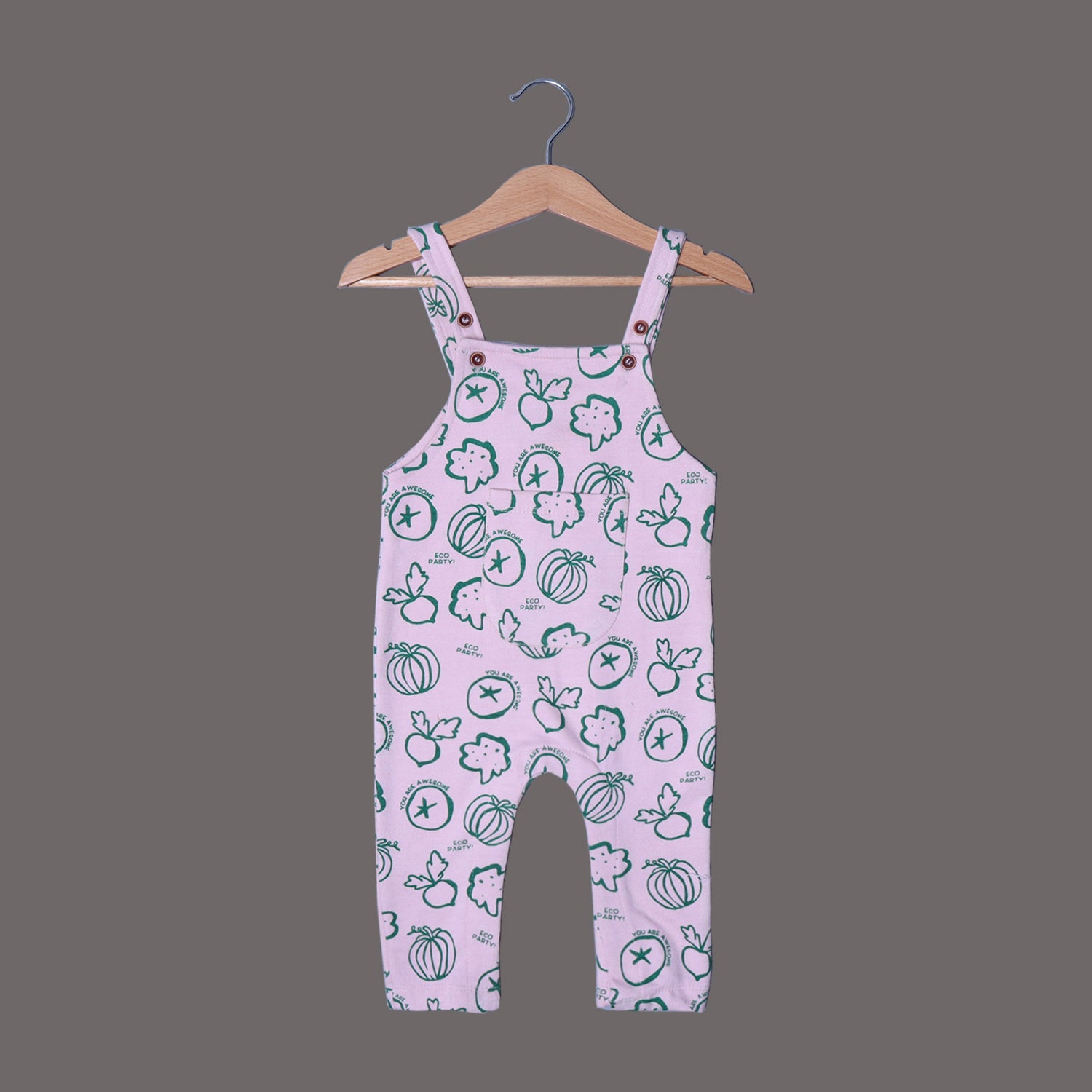 BABY PINK VEGETABLES PRINTED COTTON TERRY FABRIC DUNAGREE Main image