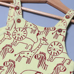 Load image into Gallery viewer, YELLOW ANIMALS PRINTED COTTON TERRY FABRIC DUNAGREE
