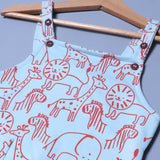 SKY BLUE ANIMALS PRINTED COTTON TERRY FABRIC DUNAGREE