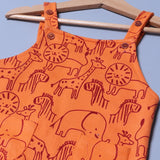 ORANGE ANIMALS PRINTED COTTON TERRY FABRIC DUNAGREE