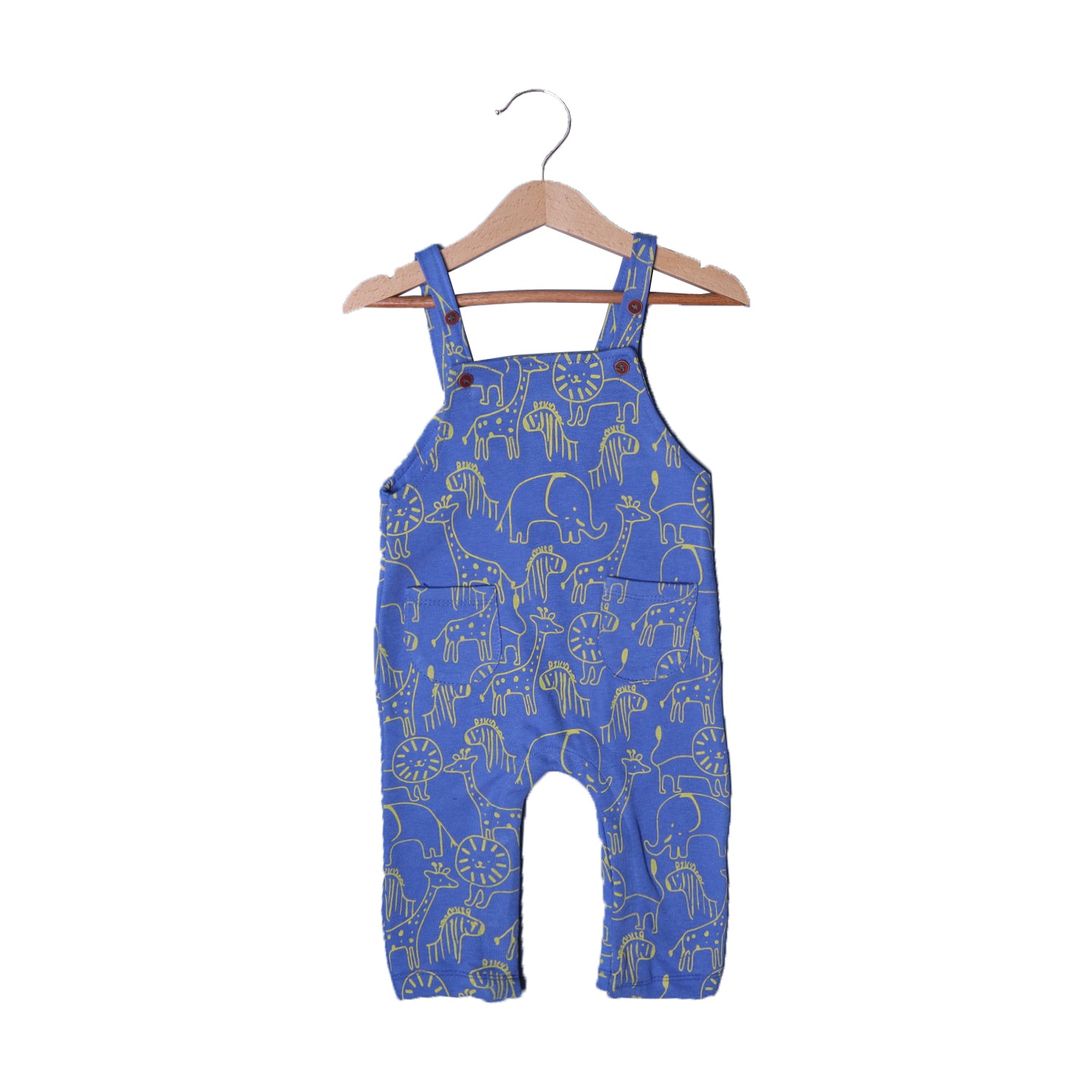AZURE BLUE ANIMALS PRINTED COTTON TERRY FABRIC DUNAGREE Main image