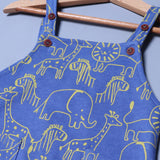 AZURE BLUE ANIMALS PRINTED COTTON TERRY FABRIC DUNAGREE