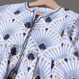 WHITE COTTON FABRIC DESIGN PRINTED TOP FROCK FOR GIRLS