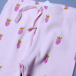 Load image into Gallery viewer, PINK STRAWBERRY PRINT RIBBED FABRIC PAJAMA TROUSER
