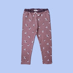 BROWN FLOWERS PRINT WITH POCKET RIBBED FABRIC PAJAMA TROUSER
