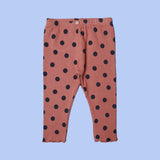 BROWN WITH POLKA DOTS RIBBED FABRIC PAJAMA TROUSER