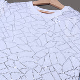 WHITE WITH SMALL STARS NET SLEEVES T-SHIRT TOP FOR GIRLS
