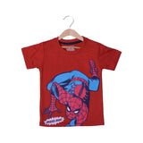 DARK BROWN SPIDER-MAN PRINTED HALF SLEEVES T-SHIRT