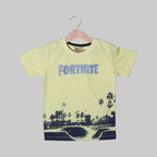 YELLOW FORTNITE PRINTED HALF SLEEVES T-SHIRT
