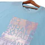 SKY BLUE "GO NHALE EXHATE" PRINTED HALF SLEEVES T-SHIRT FOR WOMEN