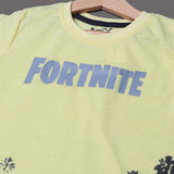 YELLOW FORTNITE PRINTED HALF SLEEVES T-SHIRT