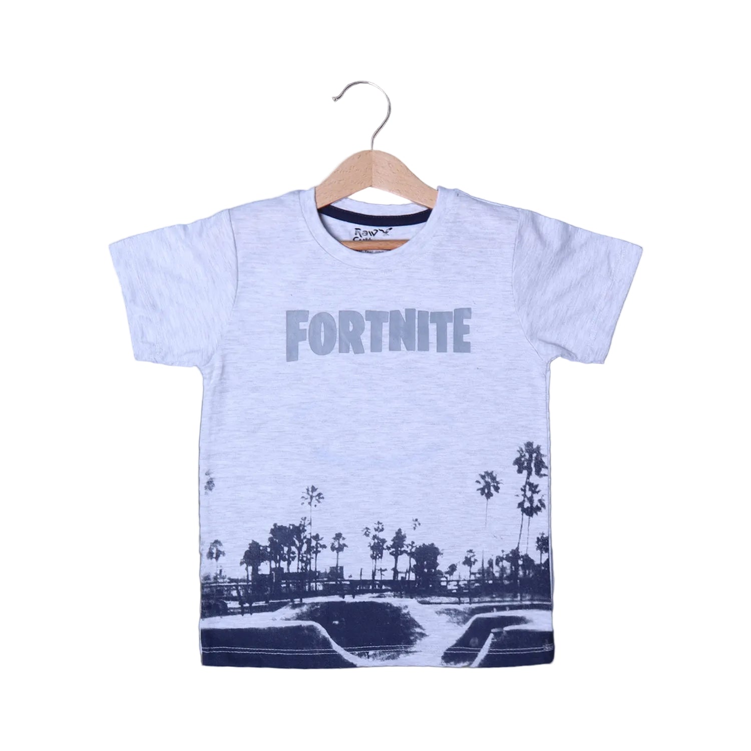 ASH WHITE FORTNITE PRINTED HALF SLEEVES T-SHIRT Secondary image